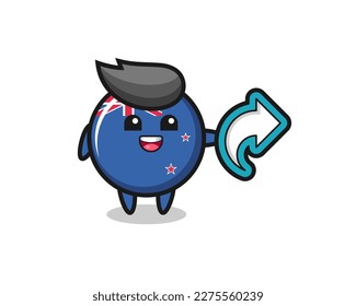 cute new zealand flag badge hold social media share symbol , cute style design for t shirt, sticker, logo element