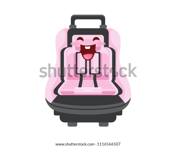 Cute Newborn Baby Car Seat Cartoon\
Character Illustration In Isolated White\
Background