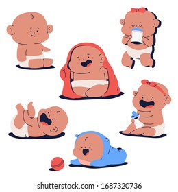 Cute neugeborene Figuren Vektorillustration Cartoon Satz einzeln auf weißem Hintergrund.