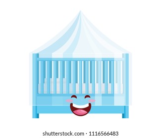 Cute Newborn Baby Crib Cartoon Character Illustration In Isolated White Background