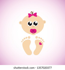 cute newborn baby girl character vector illustration EPS10