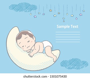 Cute newborn baby sleeping. Vector illustration for Baby shower card,  blog, ad or other use.
