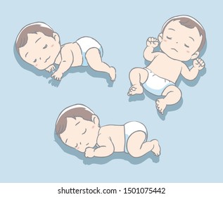 Cute newborn baby sleeping. Vector illustration for Baby shower card,  blog, ad or other use.