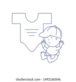 cute newborn boy with clothes for baby
