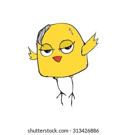 Cute newborn chick. Yellow chicken. Yellow Bird.