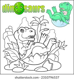 cute newborn dinosaur tyrannosaurus, coloring book