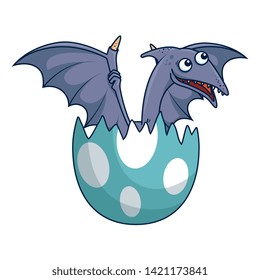 cute newborn Pterodactyl breaking shell