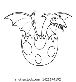 cute newborn Pterodactyl breaking shell