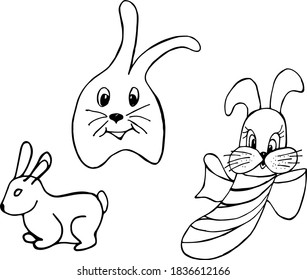 cute newborn rabbits, stylized, graphic image