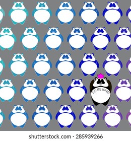Cute nice blue rainbow background positive panda character emphasis king pandas to print, texture, children's drawing, toy, cartoon