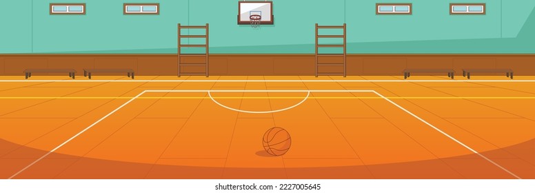 Cute and nice design of basketball court with furniture and interior objects vector design