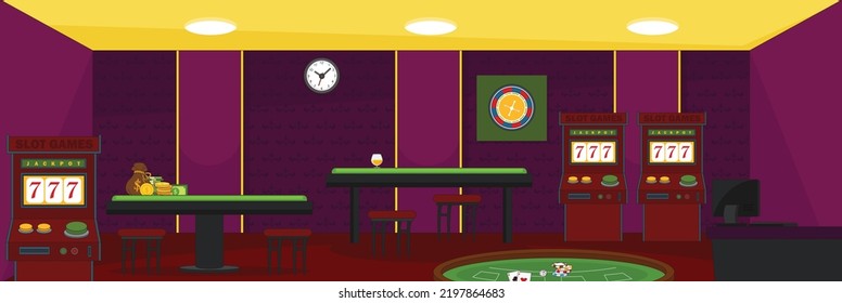 Cute and nice design of casino with furniture and interior objects vector design