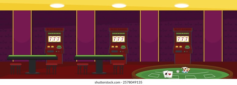 Cute and nice design of casino with furniture and interior objects vector design