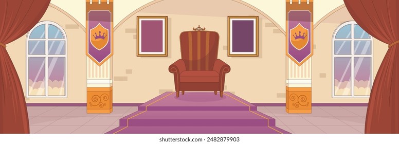 Lindo y bonito diseño de Castillo con muebles y objetos interiores diseño de Vector