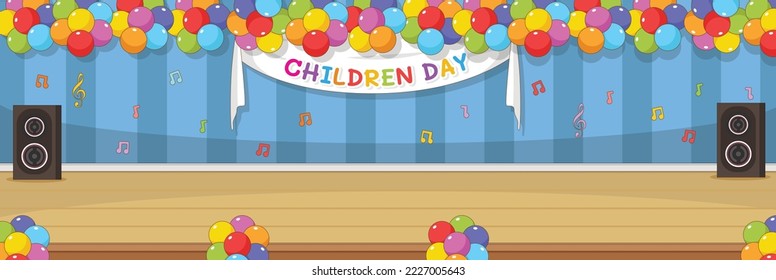 Cute und nette Gestaltung des Kinderzimmers mit Möbeln und Gegenständen im Inneren Vektordesign