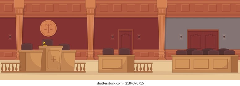 Cute and nice design of Court Room with furniture and interior objects vector design