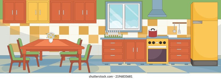 Cute and nice design of e-commerce copany with furniture and interior objects vector design