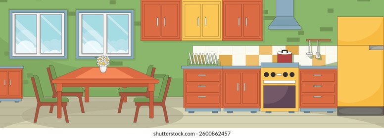 Cute and nice design of e-commerce copany with furniture and interior objects vector design