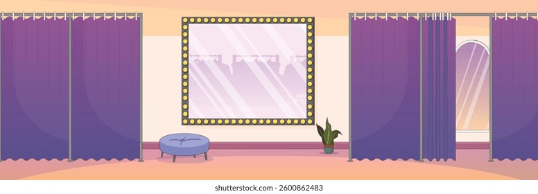 Cute and nice design of Fitting room with furniture and interior objects vector design