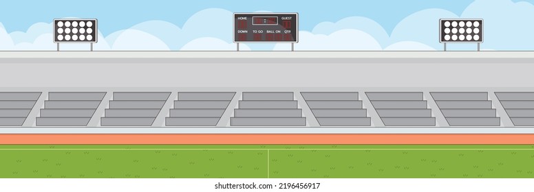 Cute and nice design of football bleachers with furniture and interior objects vector design