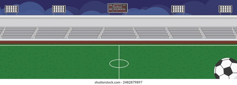 Cute and nice design of football bleachers with furniture and interior objects vector design