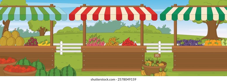 Cute and nice design of fruit shop interior objects vector design