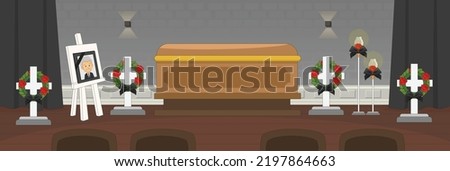 Cute and nice design of funeral home and interior objects vector design