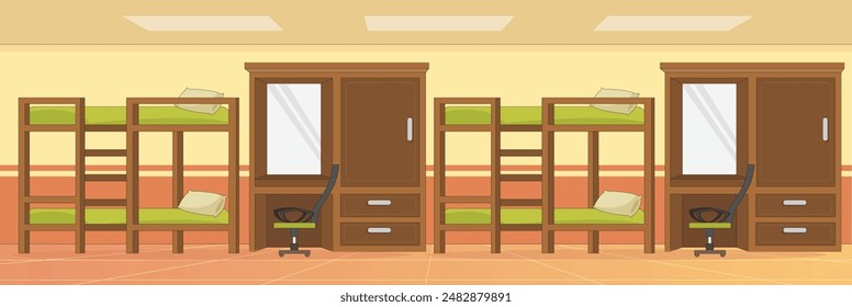 Cute and nice design of Hostel Room and interior objects vector design