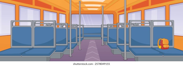 Cute and nice design of Inside the bus School with furniture and interior objects vector design