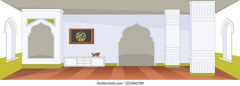 Cute and nice design of Inside Mosque and interior objects vector design