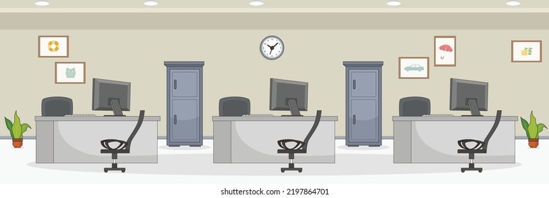 Cute and nice design of Insurance Company and interior objects vector design