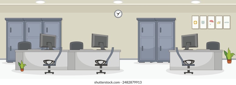 Cute and nice design of Insurance Company and interior objects vector design