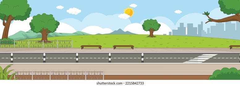Cute and nice design of Landscape Road and interior objects vector design