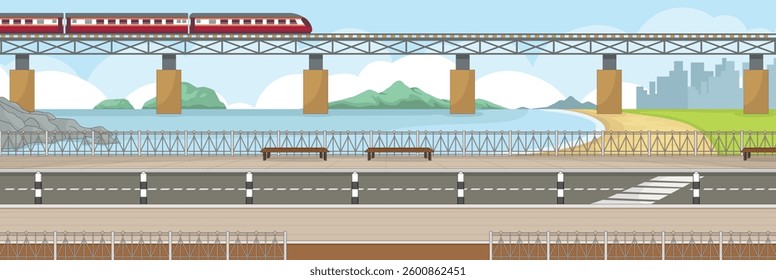 Cute and nice design of Landscape Road and interior objects vector design