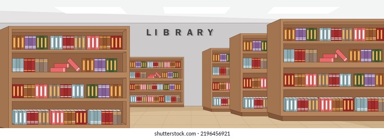 Cute and nice design of Library room and interior objects vector design