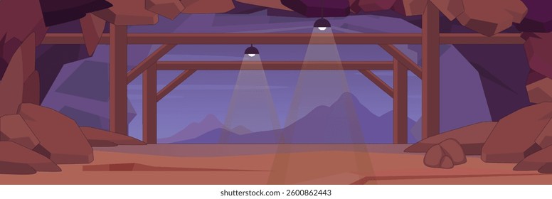 Cute and nice design of Mine with furniture and interior objects vector design