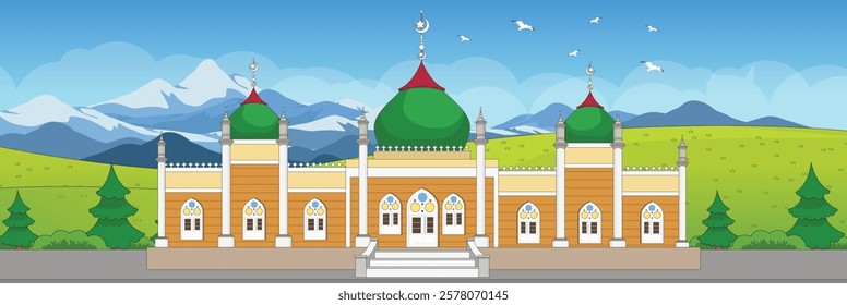 Cute and nice design of Mosque and interior objects vector design