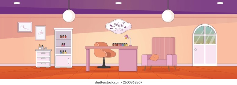 Cute and nice design of Nail Polish Salon interior objects vector design
