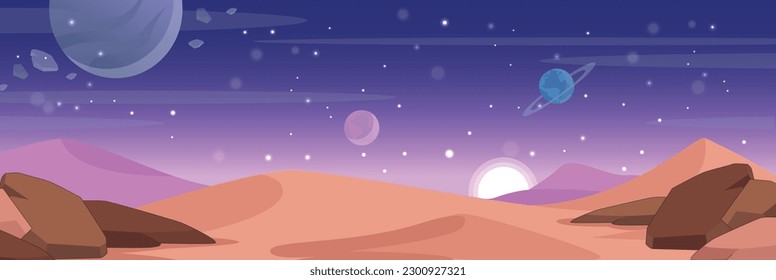 Cute and nice design of Planet surface and interior objects vector design