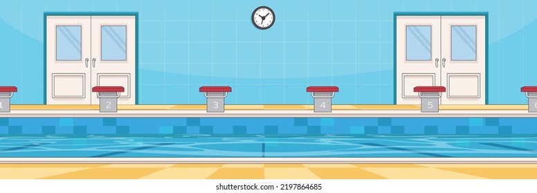 Cute and nice design of Pool Party with furniture and interior objects vector design