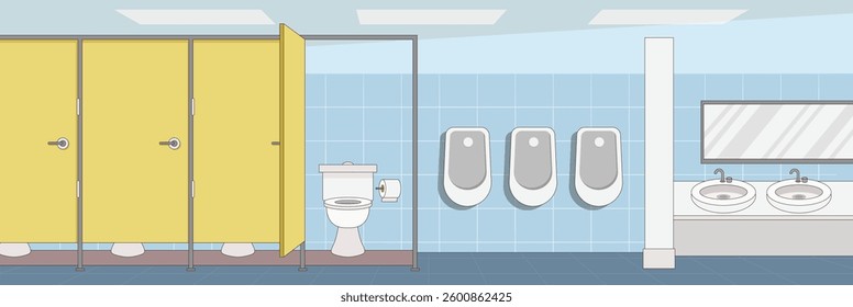 Cute and nice design of Public toilet interior objects vector design
