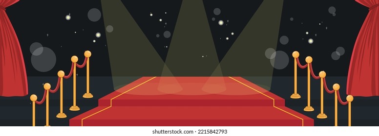 Cute and nice design of Red Carpet Event with furniture and interior objects vector design