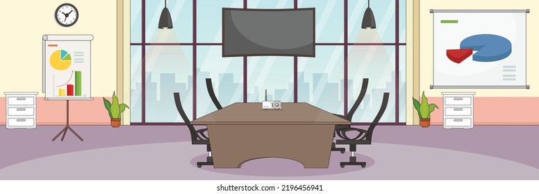 Cute and nice design of Seminar Room with furniture and interior objects vector design