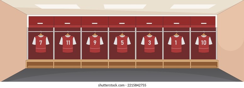 Cute and nice design of Soccer dressing room and interior objects vector design