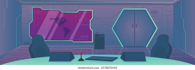 Cute and nice design of Spaceship and interior objects vector design