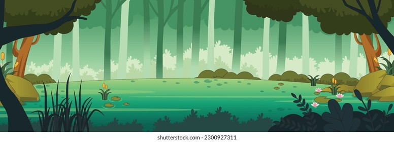 Cute and nice design of Swamp and interior objects vector design