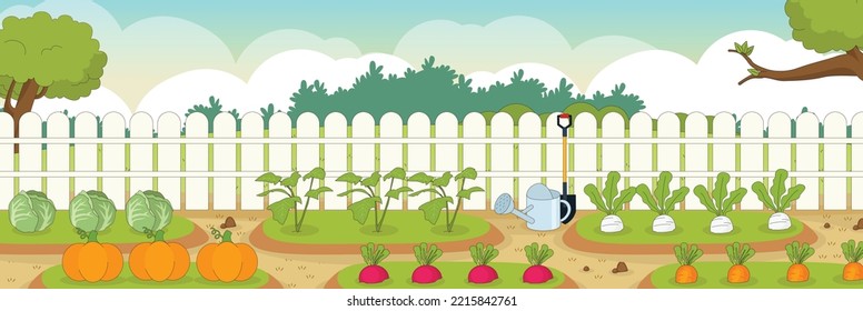 Cute and nice design of vegetable plot and interior objects vector design