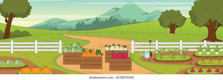 Cute and nice design of vegetable plot and interior objects vector design