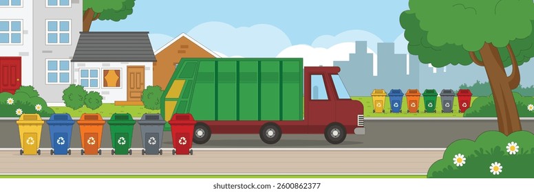 Cute and nice design of waste management and interior objects vector design