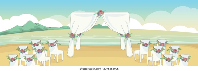 Cute and nice design of Wedding Ceremony and interior objects vector design